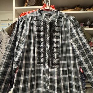 JCrew - Plaid Button-Up Shirt with Embroidery